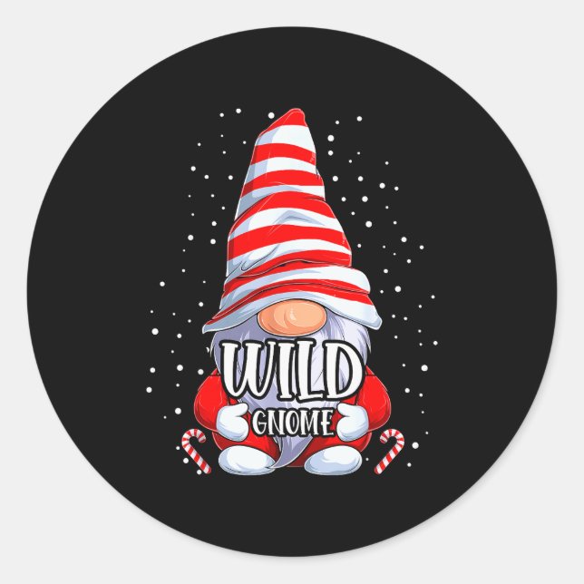 Wild Gnome Christmas Pajamas Matching Family Group Runder Aufkleber (Vorderseite)