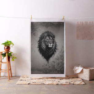 Wild Grace: auffallendes Portrait eines Löwen Stoff