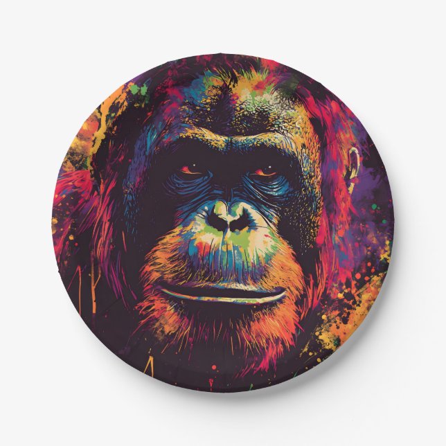 Wild Graffiti Urban Jungle Gorilla Pappteller (Vorderseite)