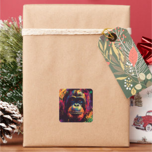 Wild Graffiti Urban Jungle Gorilla Quadratischer Aufkleber