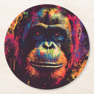Wild Graffiti Urban Jungle Gorilla Runder Pappuntersetzer