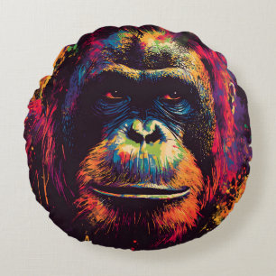 Wild Graffiti Urban Jungle Gorilla Rundes Kissen
