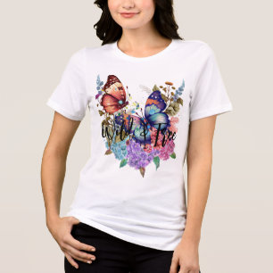 Wild & gratis Schmetterling Wasserfarbe Blume Tri-Blend Shirt