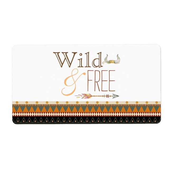 Wild gratis Tribal Baby Dusche Wasserflaschen Labe (Vorne)