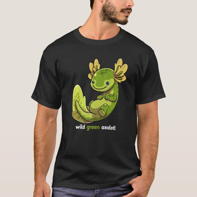 Wild Green Axolotl Niedlich Melanoid mexikanischer T-Shirt (Vorderseite)