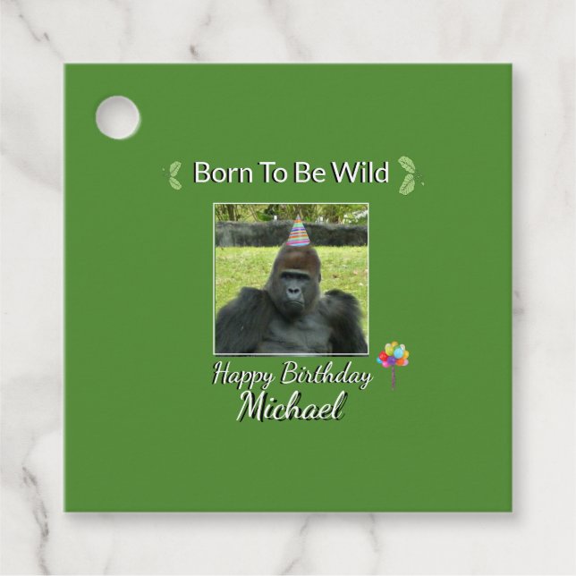 Wild Green Design zum Geburtstag  Geschenkanhänger (Vorderseite)