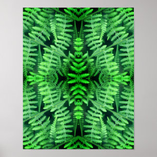 Wild Green Leafy Ferns Abstrakt Poster