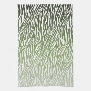 Wild Green Zebra Print Ombre Geschirrtuch