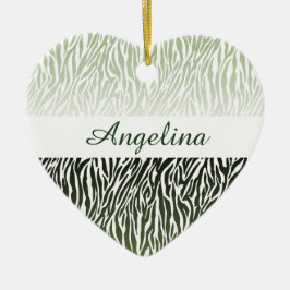 Wild Green Zebra Print Ombre Keramik Ornament