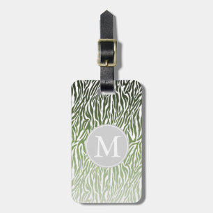 Wild Green Zebra Print Ombre Monogram Gepäckanhänger