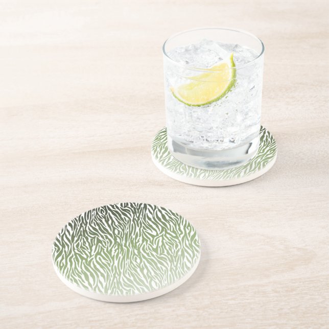 Wild Green Zebra Print Ombre Untersetzer (Seite)