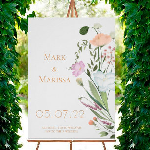 Wild greenery and flowers Wedding Welcome Sign Poster