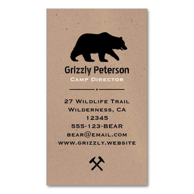 Wild-Grizzly-Silhouette | Natur Magnetische Visitenkarte (Vorderseite Vertikal)