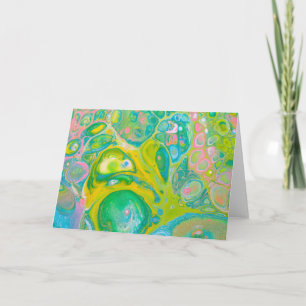 Wild Grün und rosa, akryllische Fluid Art Karte