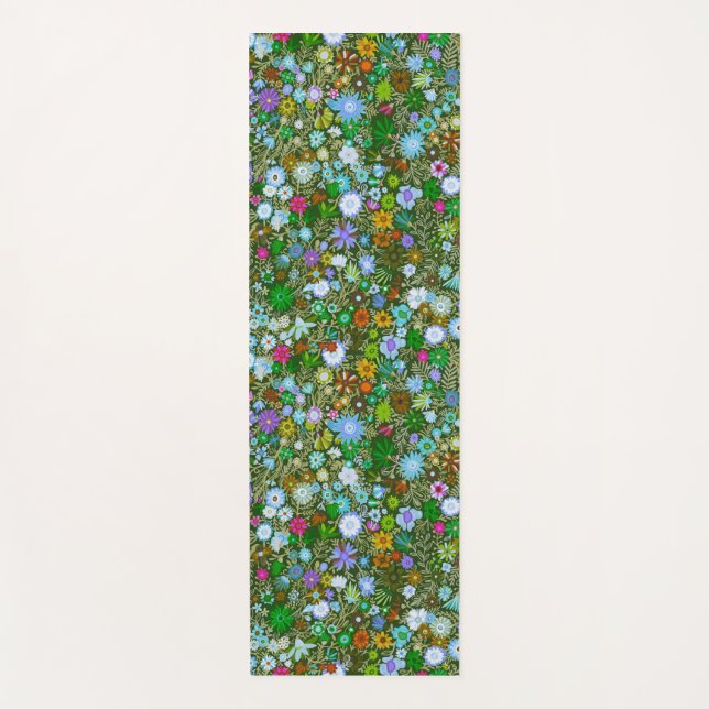 Wild grüne Feldblüten Yogamatte (Vorderseite)