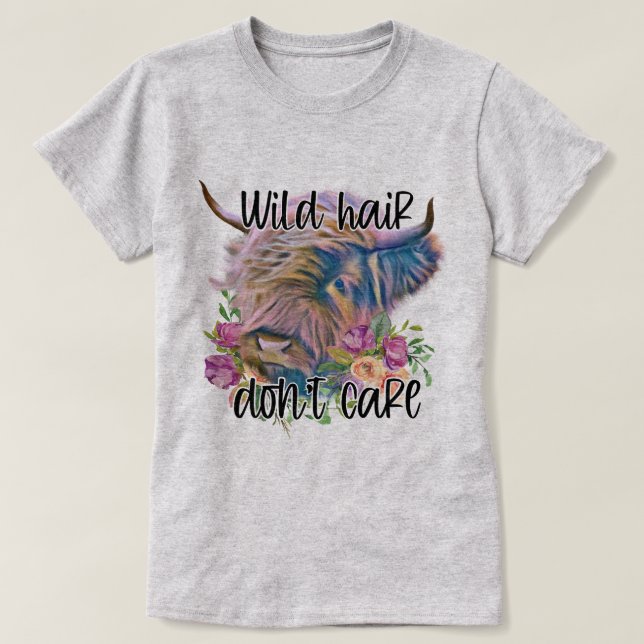Wild Hair kümmert sich schottische Hochlandkuh nic T-Shirt (Design vorne)
