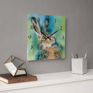 Wild Hare Exuberance Pasta Art Quadratische Wanduhr