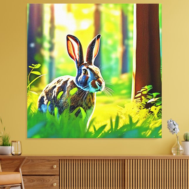 Wild Hare Forest Leinwanddruck (Insitu (Wohnzimmer))