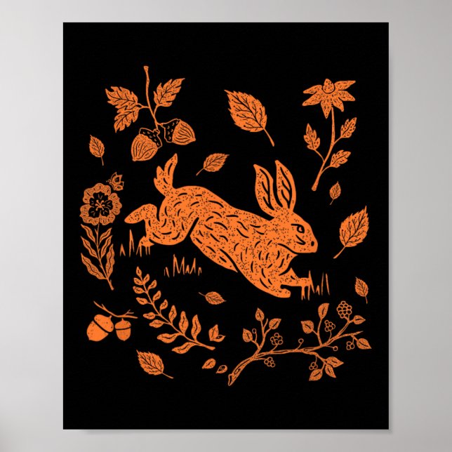 Wild Hare Rabbit Cotattcore Fall Erntedank Poster (Vorne)