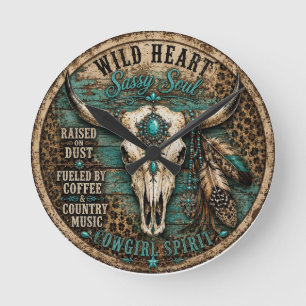 Wild Heart Cowgirl Wanduhr