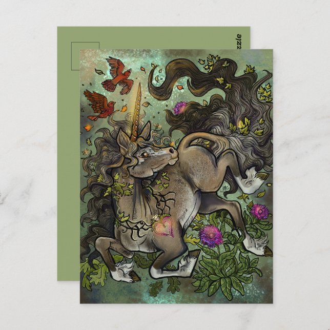 Wild Hearted Unicorn Postkarte (Vorne/Hinten)