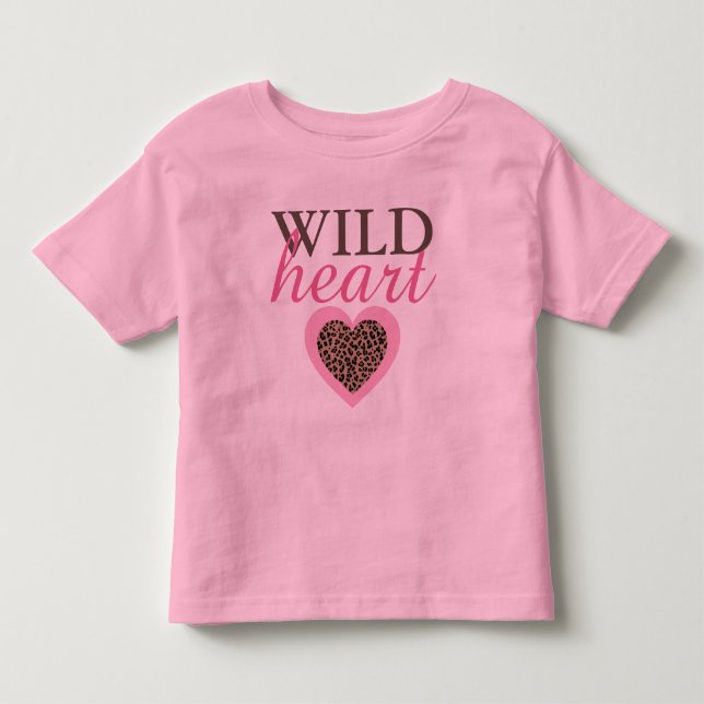 Wild herz Leopard und rosa Kinder T - Shirt (Vorderseite)