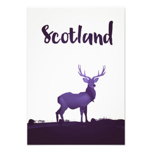 Wild Highland Scotland Stag Ink Reiseplakat Fotodruck