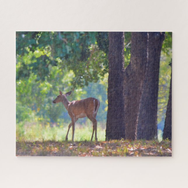 Wild Hirsch Wandern im Wald Art Puzzle (Horizontal)