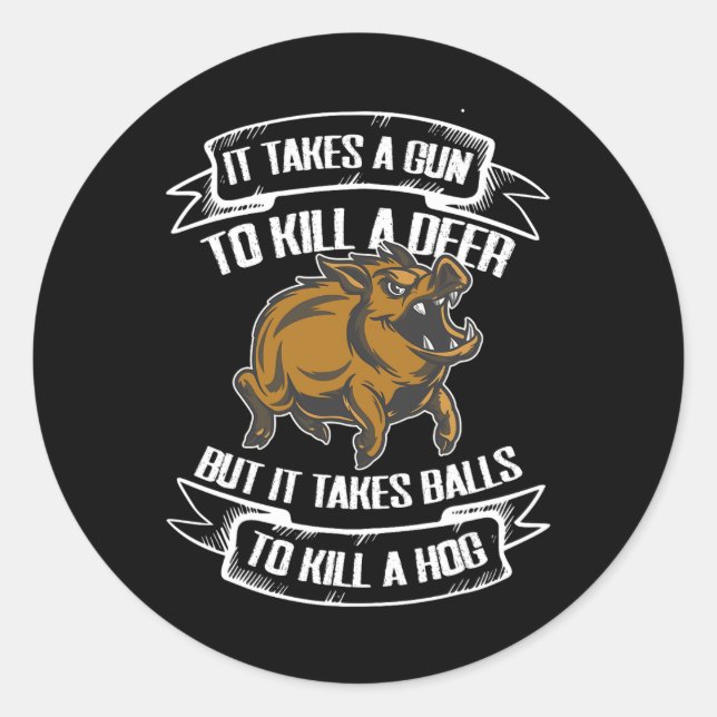 Wild Hog Jagd Runder Aufkleber (Vorderseite)