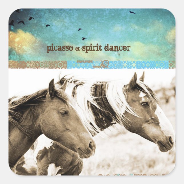 Wild Horse Foto Picasso Boho Cowgirl Stickers (Vorderseite)