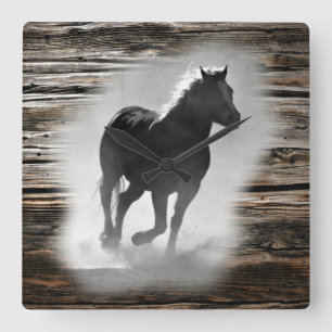Wild Horse Galloping Quadratische Wanduhr