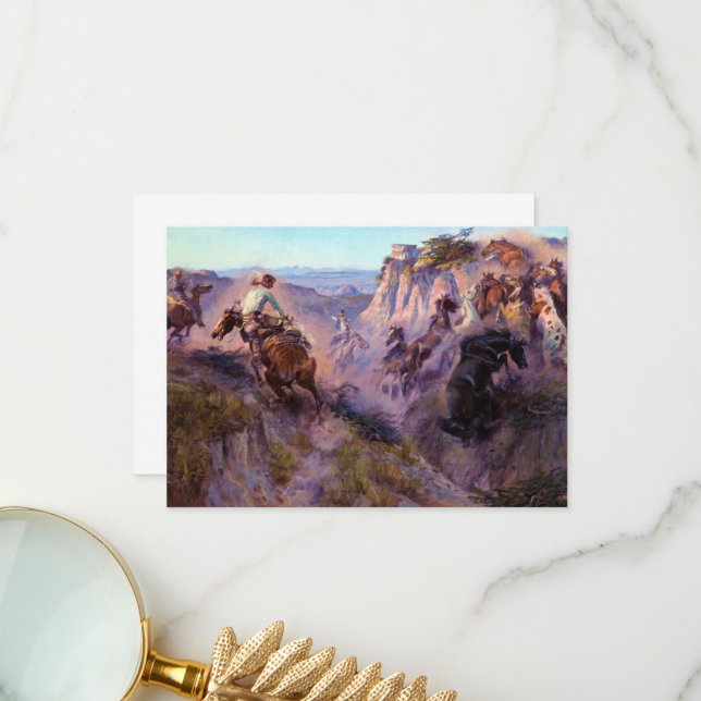Wild Horse Hunters, 1913 von Charles Marion Russel Dankeskarte (Vorderseite/Rückseite Beispiel)