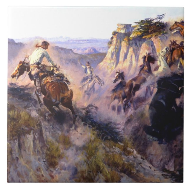"Wild Horse Hunters" von Charles M Russell Fliese (Vorderseite)