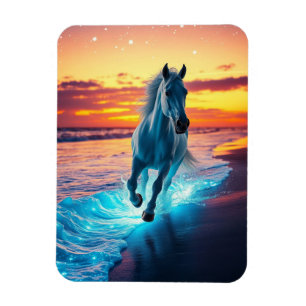 Wild Horse läuft bei Sonnenuntergang Magnet