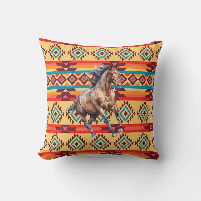 Wild Horse Native American Decor Kissen (Vorderseite)