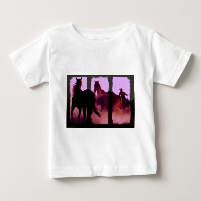 Wild Horse Roundup Triptych Baby T-shirt (Vorderseite)