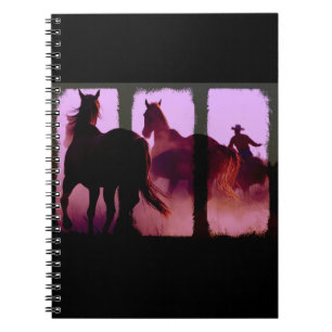 Wild Horse Roundup Triptych Digital Art Notebook Notizblock