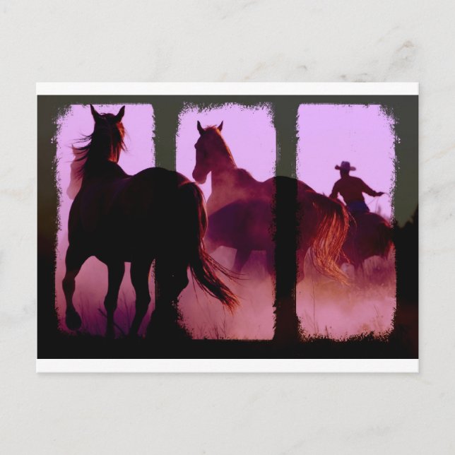 Wild Horse Roundup Triptych Postkarte (Vorderseite)
