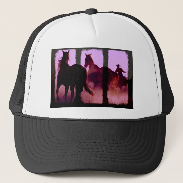 Wild Horse Roundup Triptych Truckerkappe (Vorderseite)