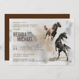 Wild Horse Watercolor ENGAGEMENT PARTY Wedding Einladung