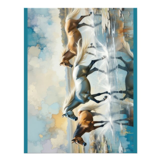 Wild Horses Aquarell Fotodruck (Vorne)