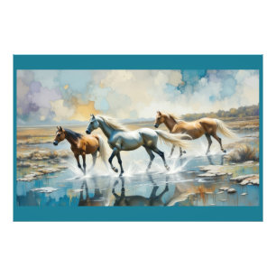 Wild Horses Aquarell Fotodruck