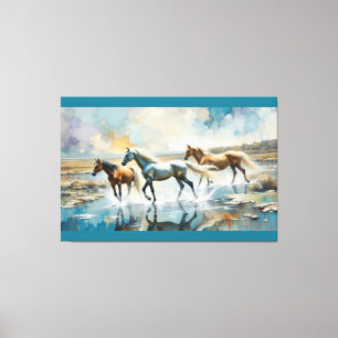 Wild Horses Aquarell Leinwanddruck