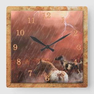 WILD HORSES DESERT STORM QUADRATISCHE WANDUHR