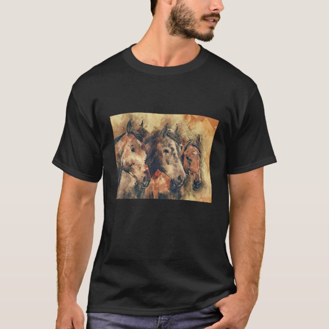 Wild Horses Gemälde T-Shirt (Vorderseite)