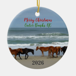 Wild Horses Outer Banks OBX 2026 Christmas Keramik Ornament