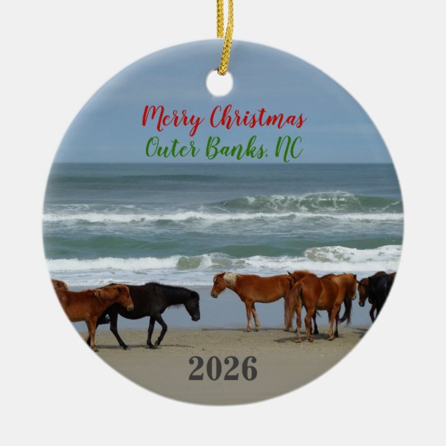 Wild Horses Outer Banks OBX 2026 Christmas Keramik Ornament (Vorne)