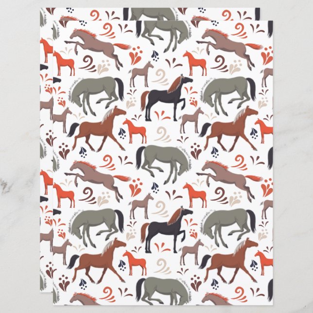 Wild Horses Scrapbook Paper (Vorne/Hinten)