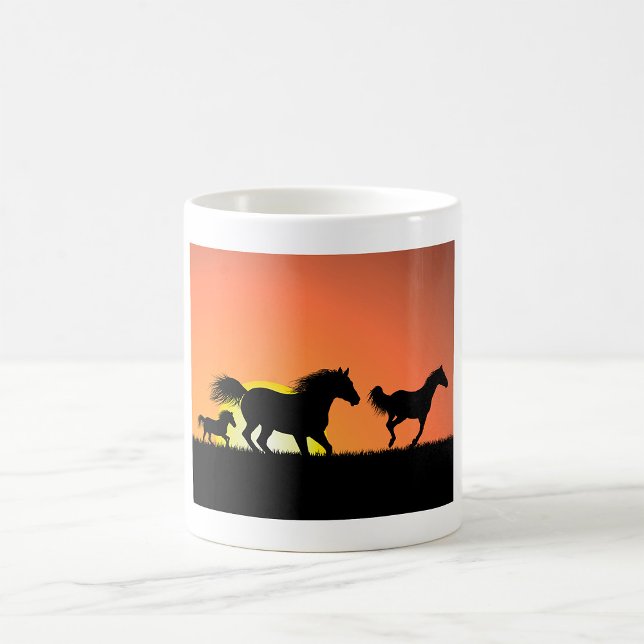 Wild Horses Sonnenuntergang Silhouette Kaffeetasse (Von Creator hochgeladen)