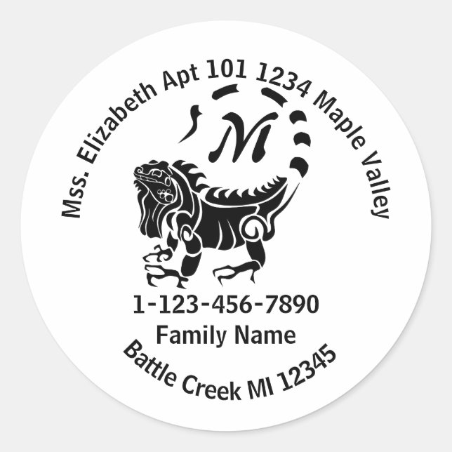 Wild Iguana Family Zuhause-Adresse Runder Aufkleber (Vorderseite)